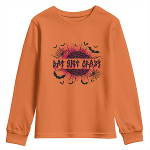 Funny Halloween Bat Shit Crazy Youth Sweatshirt Horror Spider Web TS11 Orange Print Your Wear