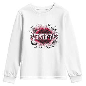 Funny Halloween Bat Shit Crazy Youth Sweatshirt Horror Spider Web TS11 White Print Your Wear