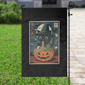 Funny Spooky Black Cat Eating Ramen Kawaii Japanese Halloween Garden Flag TS11 Print Your Wear