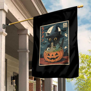 Funny Spooky Black Cat Eating Ramen Kawaii Japanese Halloween Garden Flag TS11 Print Your Wear