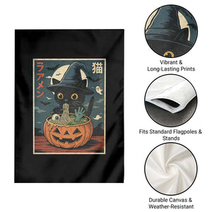 Funny Spooky Black Cat Eating Ramen Kawaii Japanese Halloween Garden Flag TS11 Print Your Wear