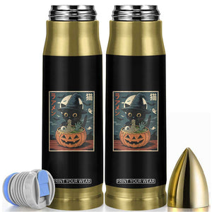 Funny Spooky Black Cat Eating Ramen Kawaii Japanese Halloween Bullet Tumbler TS11 Black Print Your Wear