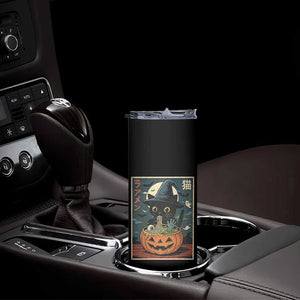 Funny Spooky Black Cat Eating Ramen Kawaii Japanese Halloween Skinny Tumbler TS11 Print Your Wear