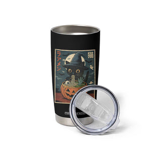 Funny Spooky Black Cat Eating Ramen Kawaii Japanese Halloween Tumbler Cup TS11 Print Your Wear