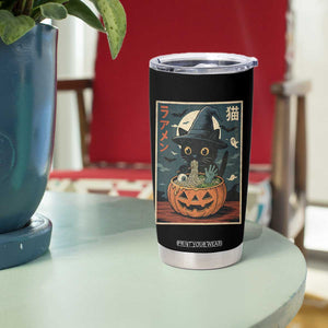 Funny Spooky Black Cat Eating Ramen Kawaii Japanese Halloween Tumbler Cup TS11 Print Your Wear