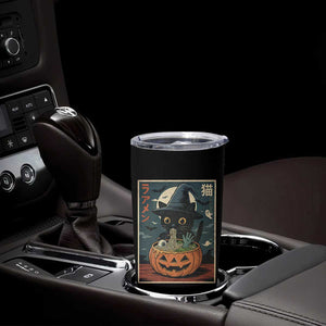 Funny Spooky Black Cat Eating Ramen Kawaii Japanese Halloween Tumbler Cup TS11 Print Your Wear
