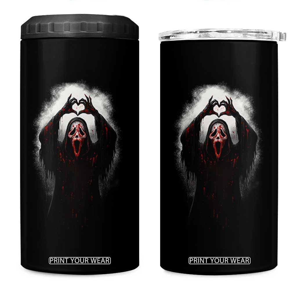 Funny Scary Face Ghost Hand Heart Sign Halloween 4 in 1 Can Cooler Tumbler TS11 One Size: 16 oz Black Print Your Wear
