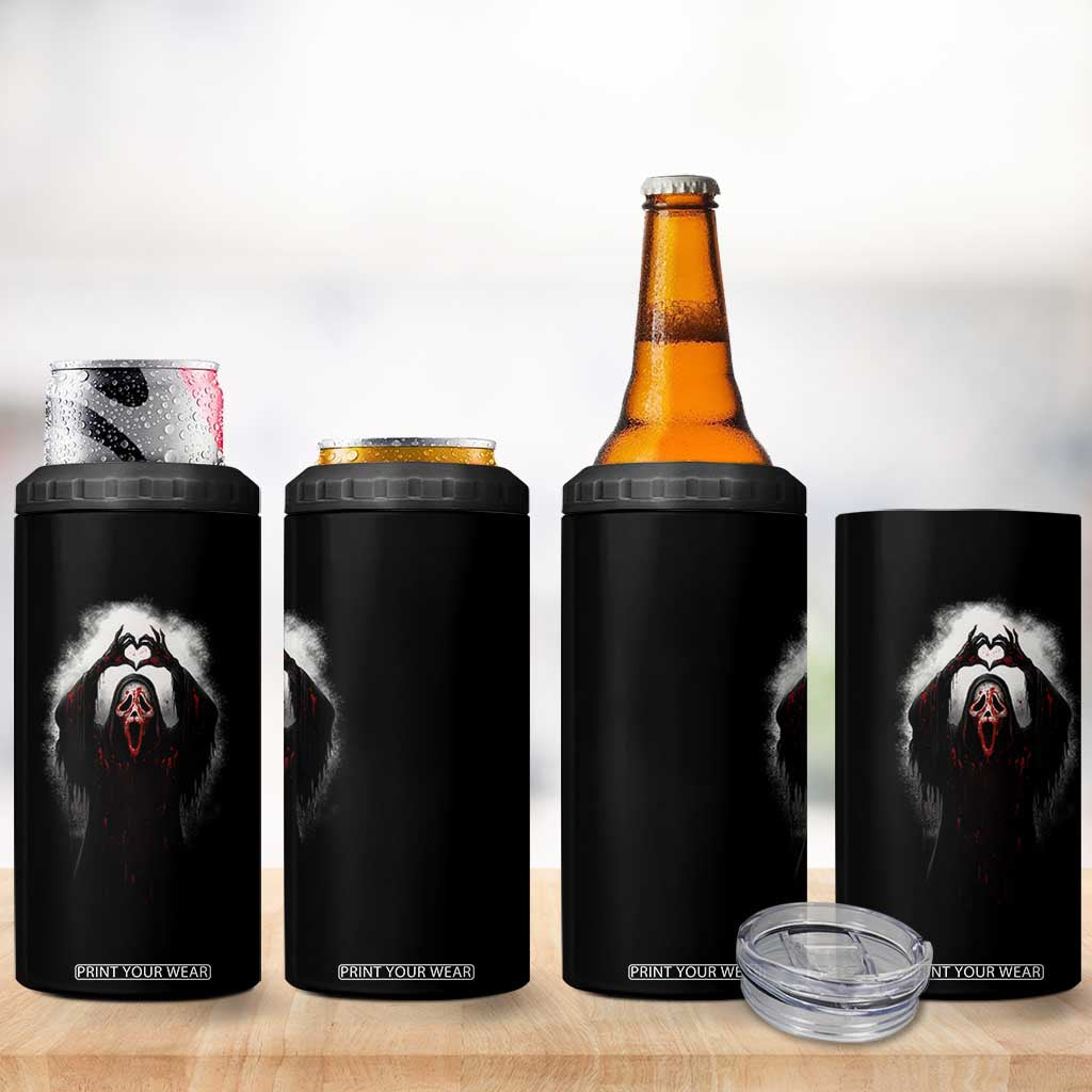 Funny Scary Face Ghost Hand Heart Sign Halloween 4 in 1 Can Cooler Tumbler TS11 Print Your Wear