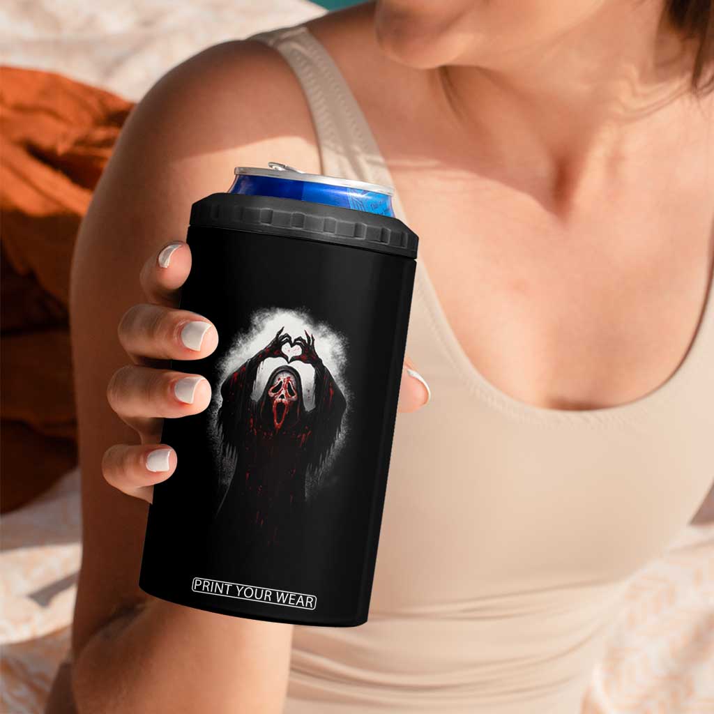 Funny Scary Face Ghost Hand Heart Sign Halloween 4 in 1 Can Cooler Tumbler TS11 Print Your Wear