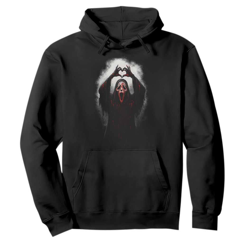 Funny Scary Face Ghost Hand Heart Sign Halloween Hoodie TS11 Black Print Your Wear