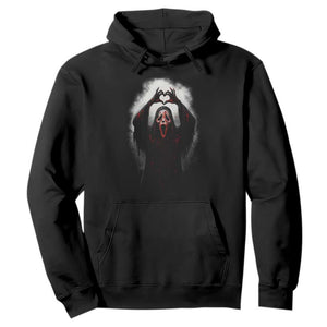 Funny Scary Face Ghost Hand Heart Sign Halloween Hoodie TS11 Black Print Your Wear