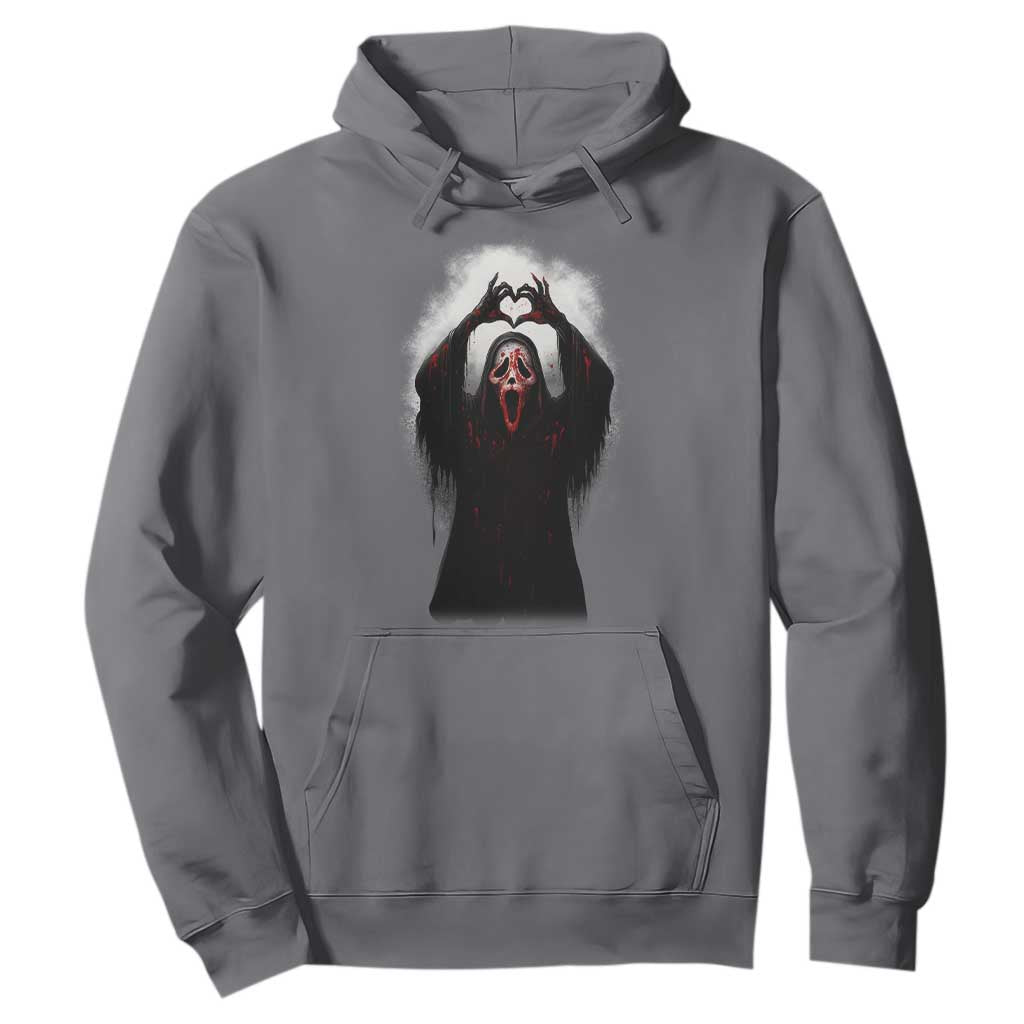 Funny Scary Face Ghost Hand Heart Sign Halloween Hoodie TS11 Charcoal Print Your Wear