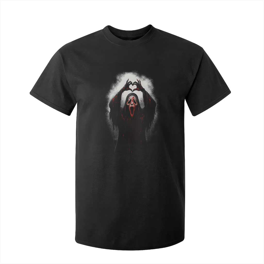 Funny Scary Face Ghost Hand Heart Sign Halloween T Shirt For Kid TS11 Black Print Your Wear