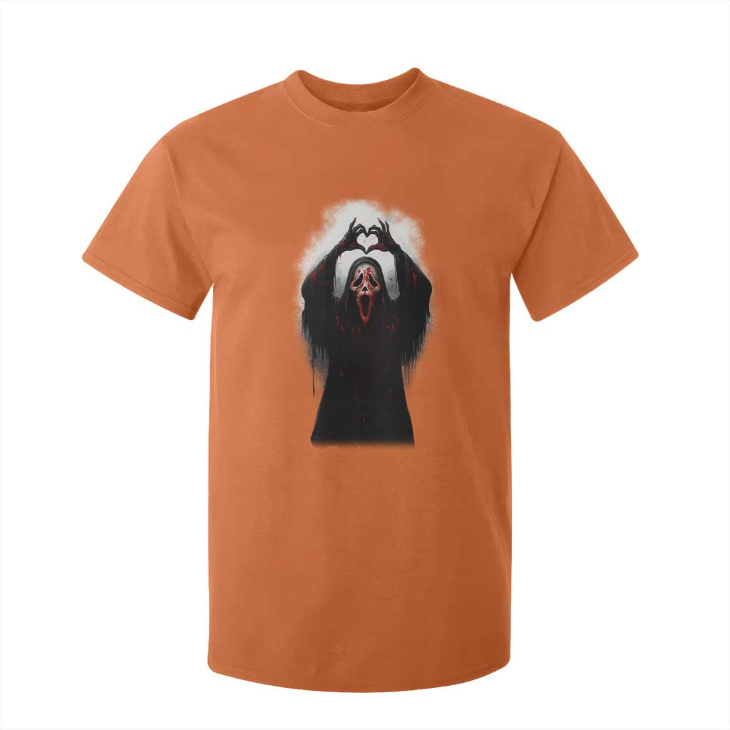 Funny Scary Face Ghost Hand Heart Sign Halloween T Shirt For Kid TS11 Orange Print Your Wear