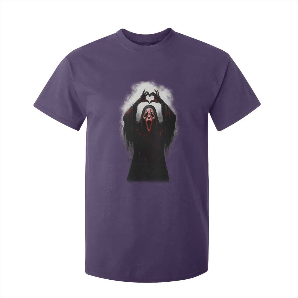 Funny Scary Face Ghost Hand Heart Sign Halloween T Shirt For Kid TS11 Purple Print Your Wear