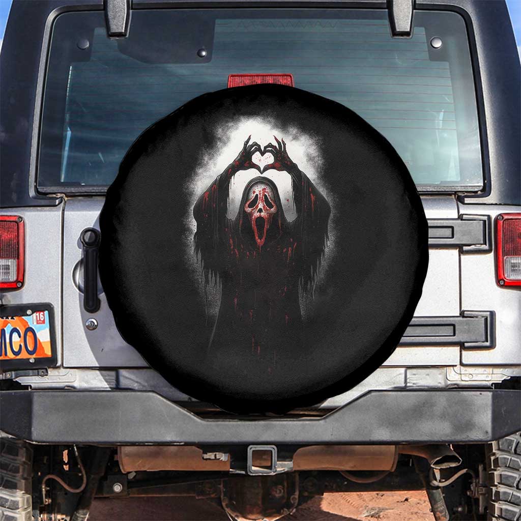 Funny Scary Face Ghost Hand Heart Sign Halloween Spare Tire Cover TS11 No hole Black Print Your Wear
