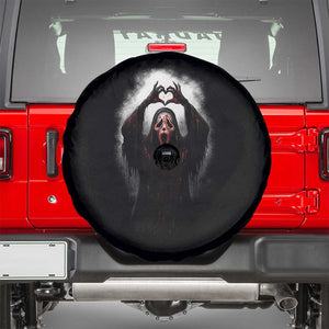 Funny Scary Face Ghost Hand Heart Sign Halloween Spare Tire Cover TS11 Black Print Your Wear