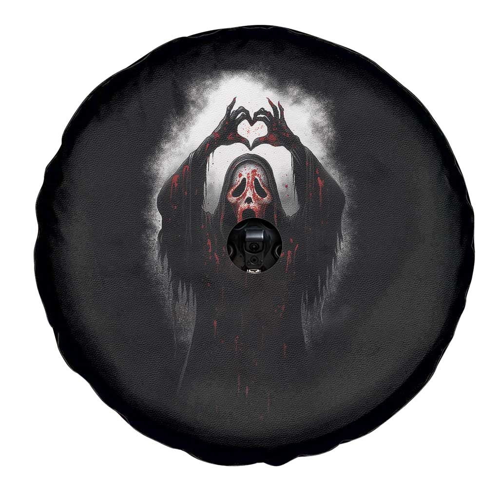 Funny Scary Face Ghost Hand Heart Sign Halloween Spare Tire Cover TS11 Print Your Wear