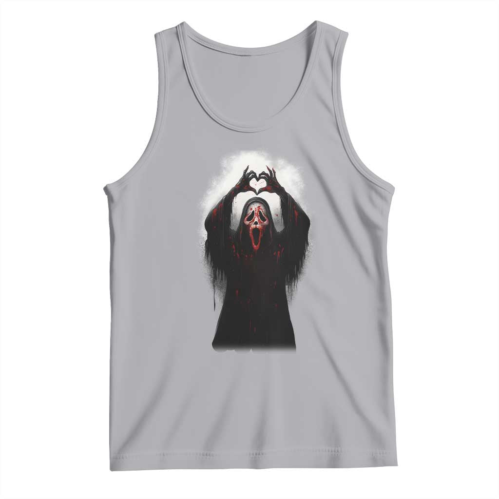 Funny Scary Face Ghost Hand Heart Sign Halloween Tank Top TS11 Athletic Heather Print Your Wear