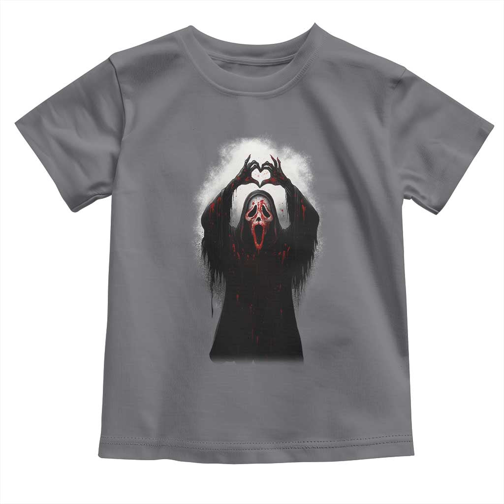 Funny Scary Face Ghost Hand Heart Sign Halloween Toddler T Shirt TS11 Charcoal Print Your Wear