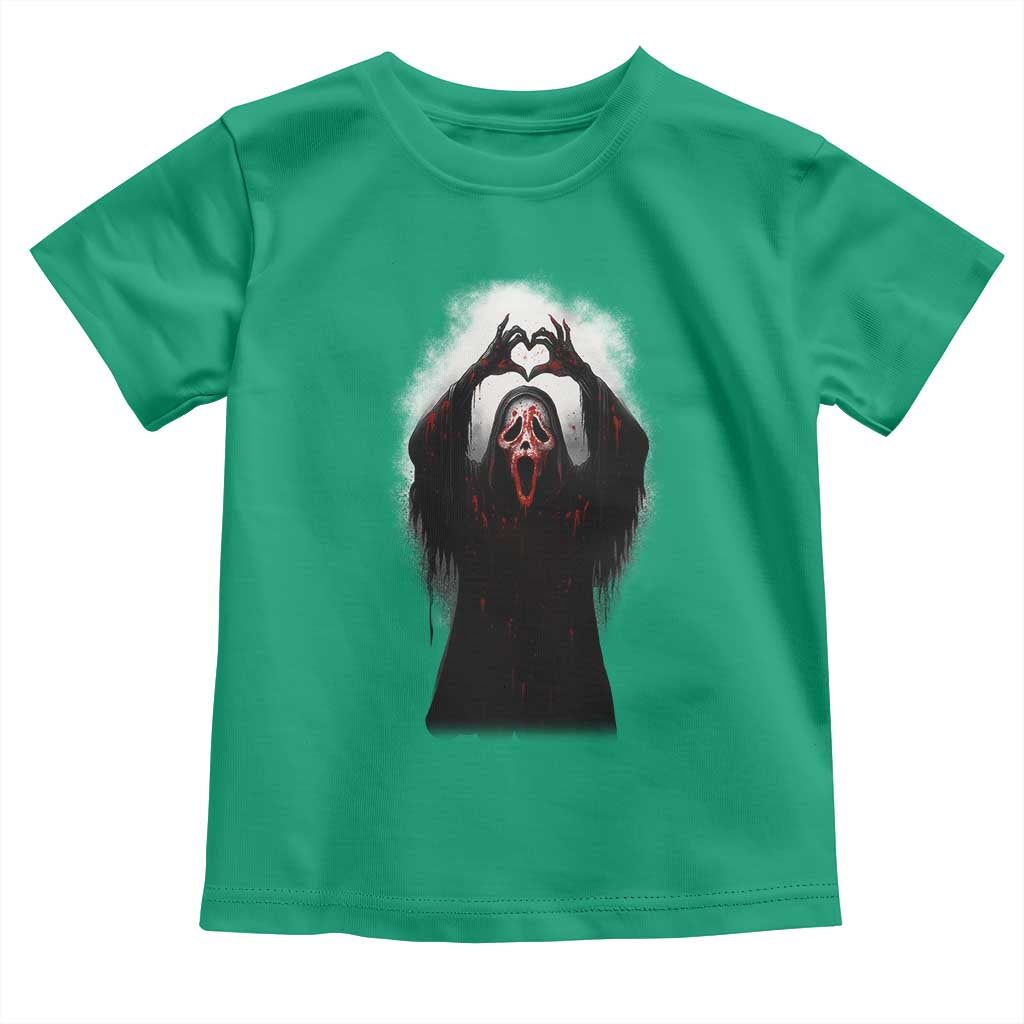 Funny Scary Face Ghost Hand Heart Sign Halloween Toddler T Shirt TS11 Irish Green Print Your Wear