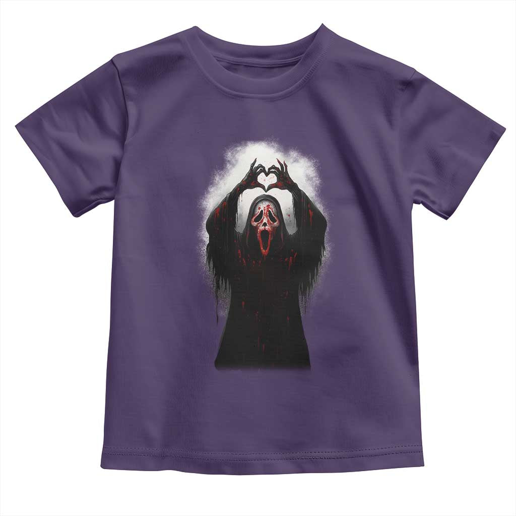 Funny Scary Face Ghost Hand Heart Sign Halloween Toddler T Shirt TS11 Purple Print Your Wear