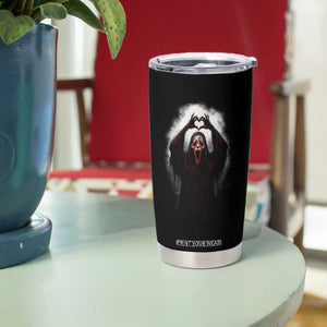 Funny Scary Face Ghost Hand Heart Sign Halloween Tumbler Cup TS11 Print Your Wear