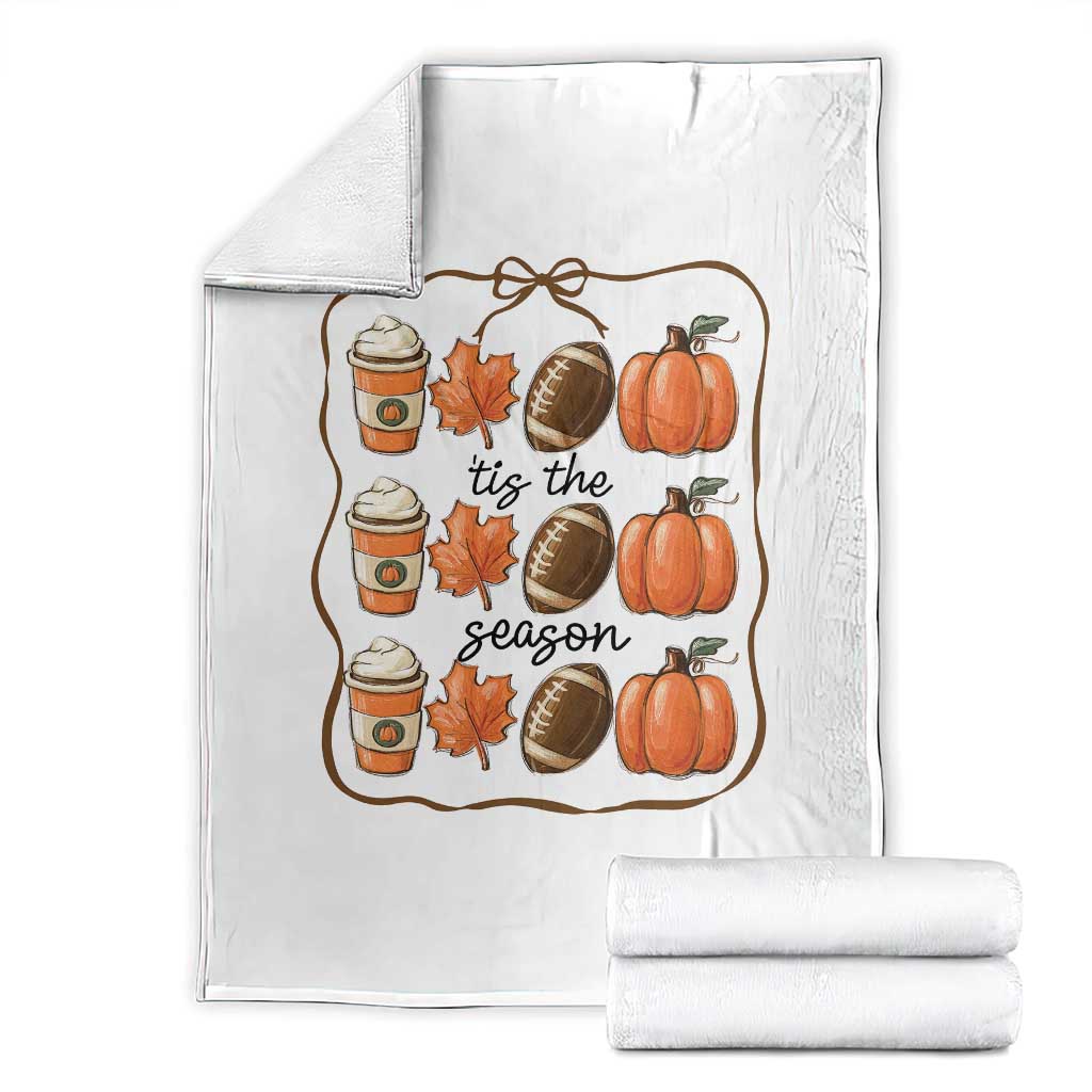 Tis The Season Fall Thanksgiving Throw Blanket American Football Pumpkin TS11 White Print Your Wear