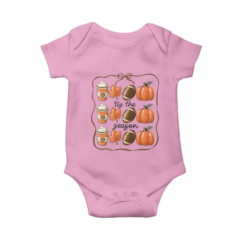 Tis The Season Fall Thanksgiving Baby Onesie American Football Pumpkin TS11 Light Pink Print Your Wear