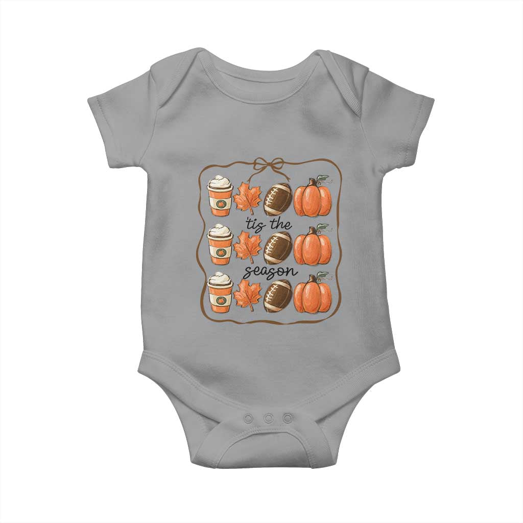 Tis The Season Fall Thanksgiving Baby Onesie American Football Pumpkin TS11 Sport Gray Print Your Wear