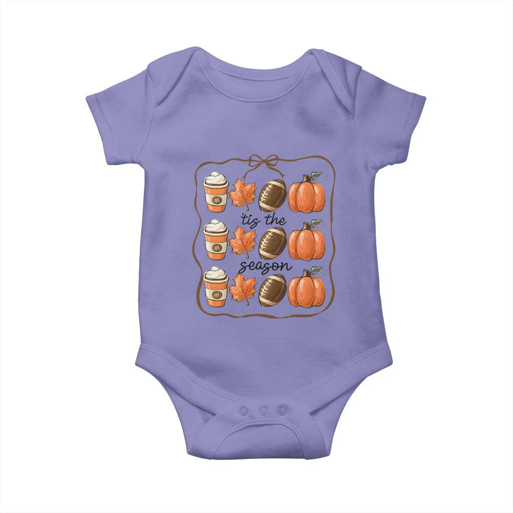 Tis The Season Fall Thanksgiving Baby Onesie American Football Pumpkin TS11 Violet Print Your Wear