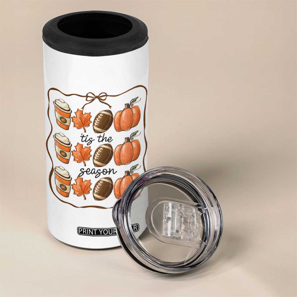 Tis The Season Fall Thanksgiving 4 in 1 Can Cooler Tumbler American Football Pumpkin TS11 Print Your Wear
