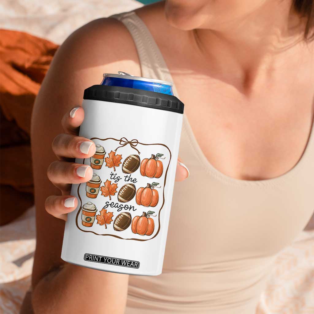 Tis The Season Fall Thanksgiving 4 in 1 Can Cooler Tumbler American Football Pumpkin TS11 Print Your Wear