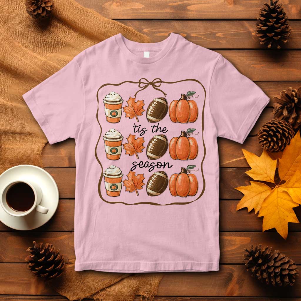 Tis The Season Fall Thanksgiving T Shirt American Football Pumpkin TS11 Light Pink Print Your Wear