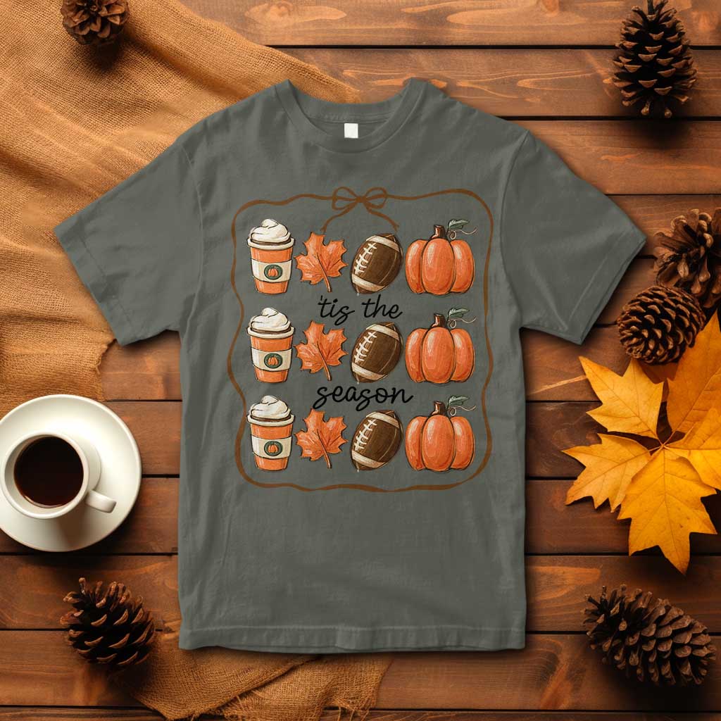 Tis The Season Fall Thanksgiving T Shirt American Football Pumpkin TS11 Military Green Print Your Wear