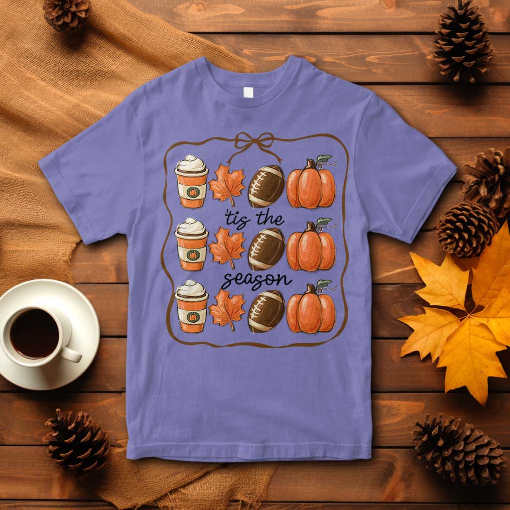 Tis The Season Fall Thanksgiving T Shirt American Football Pumpkin TS11 Violet Print Your Wear