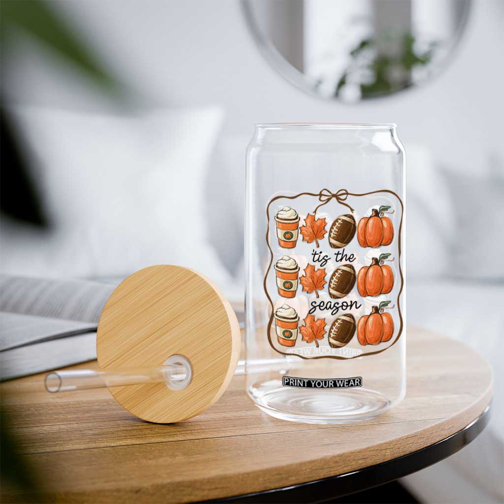 Tis The Season Fall Thanksgiving Glass Can American Football Pumpkin TS11 Print Your Wear