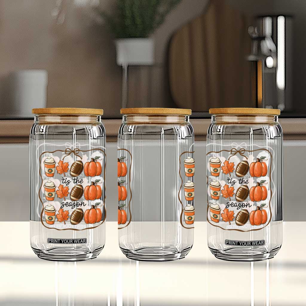 Tis The Season Fall Thanksgiving Glass Can American Football Pumpkin TS11 Print Your Wear