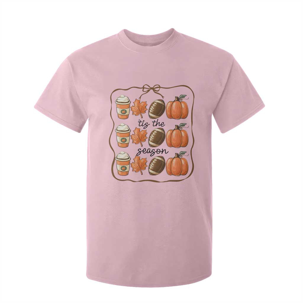 Tis The Season Fall Thanksgiving T Shirt For Kid American Football Pumpkin TS11 Light Pink Print Your Wear