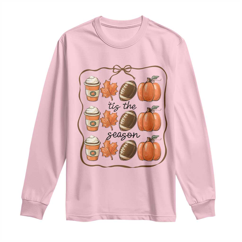 Tis The Season Fall Thanksgiving Long Sleeve Shirt American Football Pumpkin TS11 Light Pink Print Your Wear