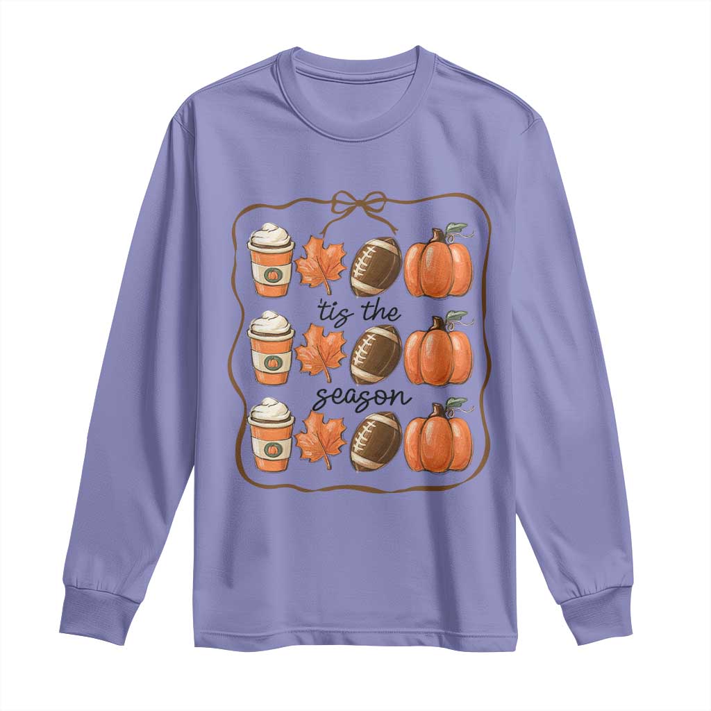 Tis The Season Fall Thanksgiving Long Sleeve Shirt American Football Pumpkin TS11 Violet Print Your Wear