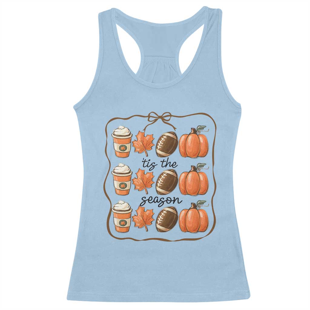 Tis The Season Fall Thanksgiving Racerback Tank Top American Football Pumpkin TS11 Light Blue Print Your Wear