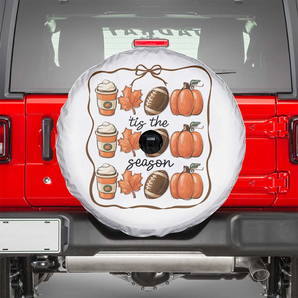 Tis The Season Fall Thanksgiving Spare Tire Cover American Football Pumpkin TS11 White Print Your Wear