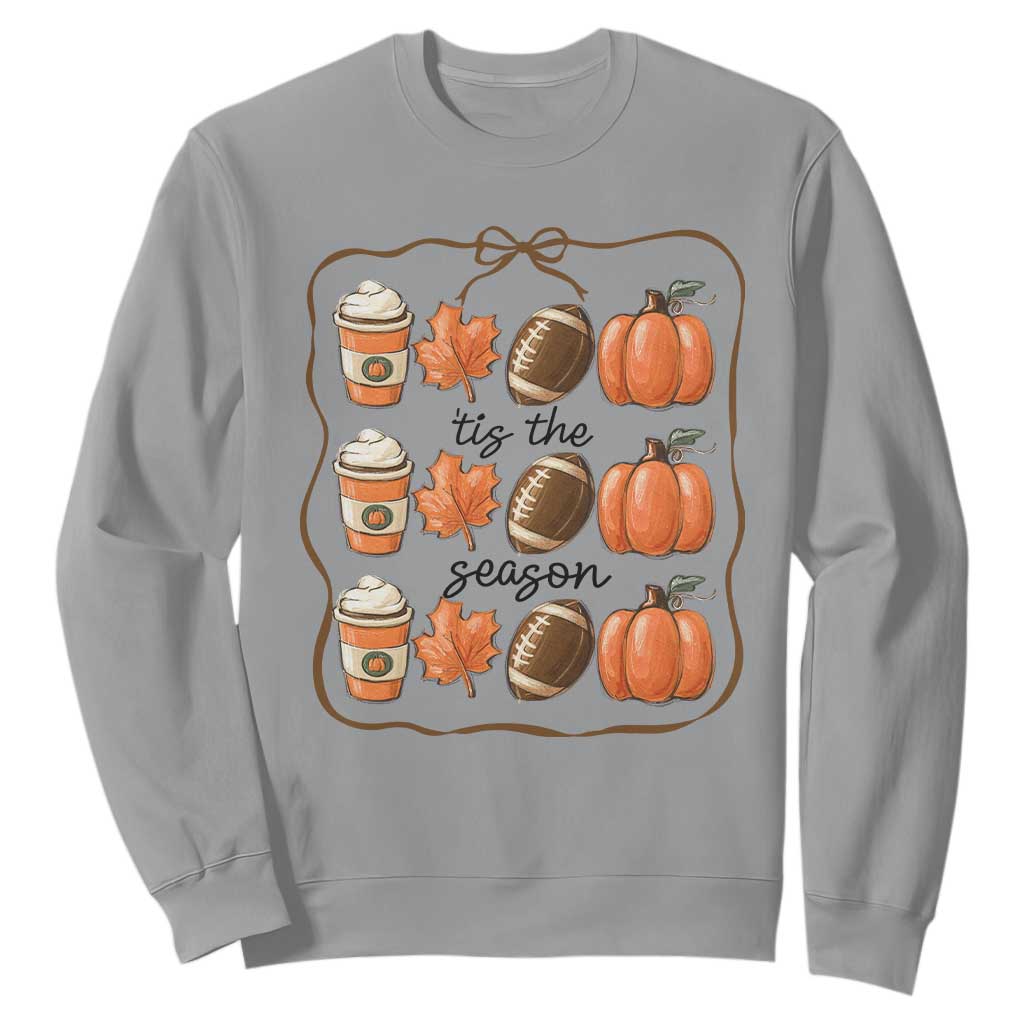 Tis The Season Fall Thanksgiving Sweatshirt American Football Pumpkin TS11 Sport Gray Print Your Wear