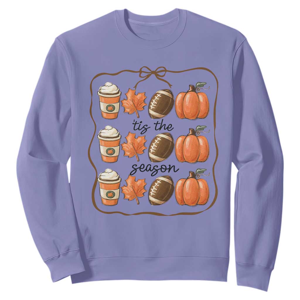 Tis The Season Fall Thanksgiving Sweatshirt American Football Pumpkin TS11 Violet Print Your Wear