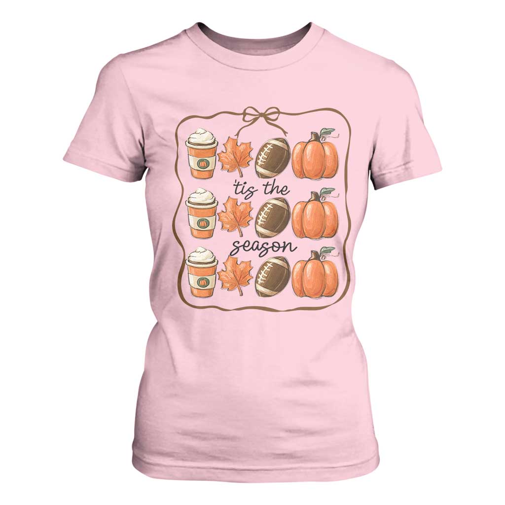 Tis The Season Fall Thanksgiving T Shirt For Women American Football Pumpkin TS11 Light Pink Print Your Wear