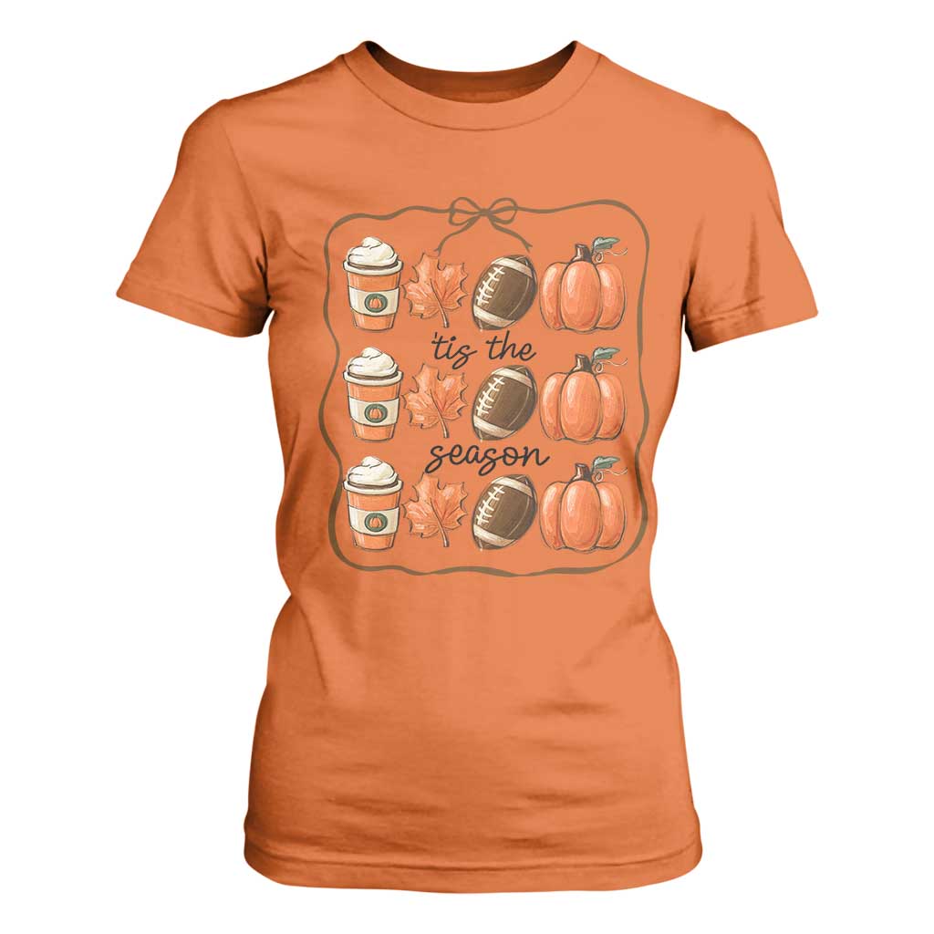 Tis The Season Fall Thanksgiving T Shirt For Women American Football Pumpkin TS11 Orange Print Your Wear