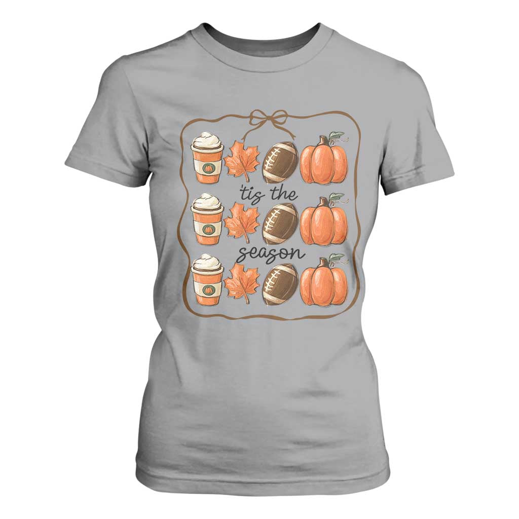 Tis The Season Fall Thanksgiving T Shirt For Women American Football Pumpkin TS11 Sport Gray Print Your Wear