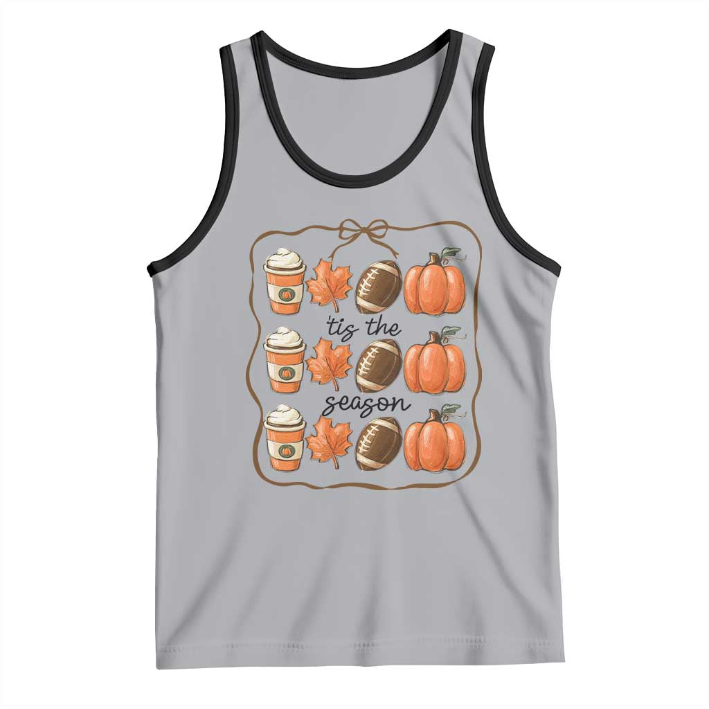 Tis The Season Fall Thanksgiving Tank Top American Football Pumpkin TS11 Athletic Heather Black Print Your Wear