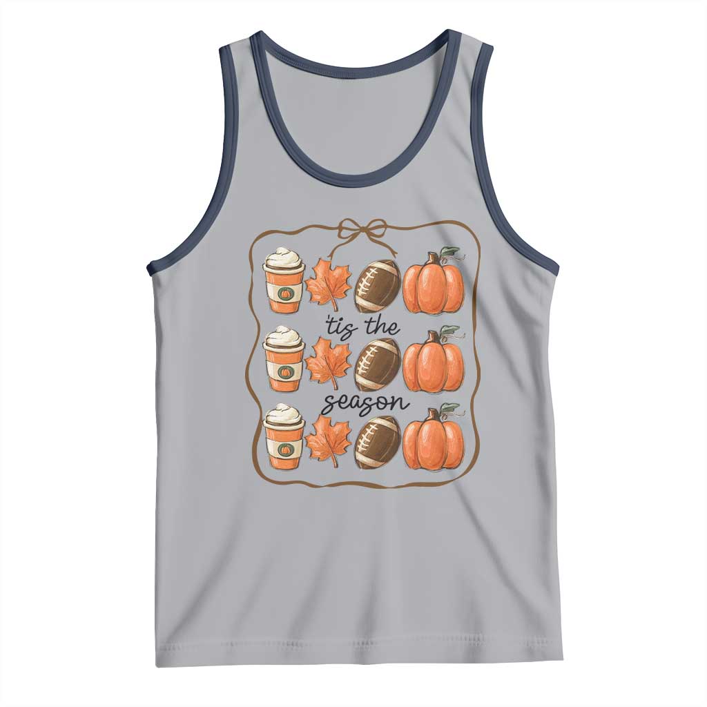 Tis The Season Fall Thanksgiving Tank Top American Football Pumpkin TS11 Athletic Heather Navy Print Your Wear